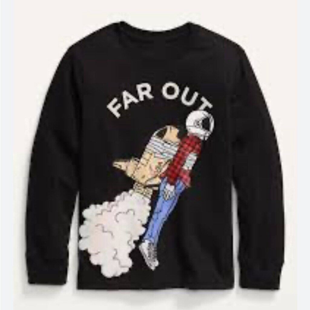 Old Navy Far Out Graphic Black Long Sleeve T-Shirt XL (14-16)